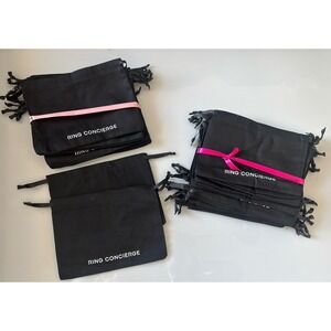 Lot of 36 Ring Concierge Cloth Jewelry Storage Cases Pouches Bags Only Black